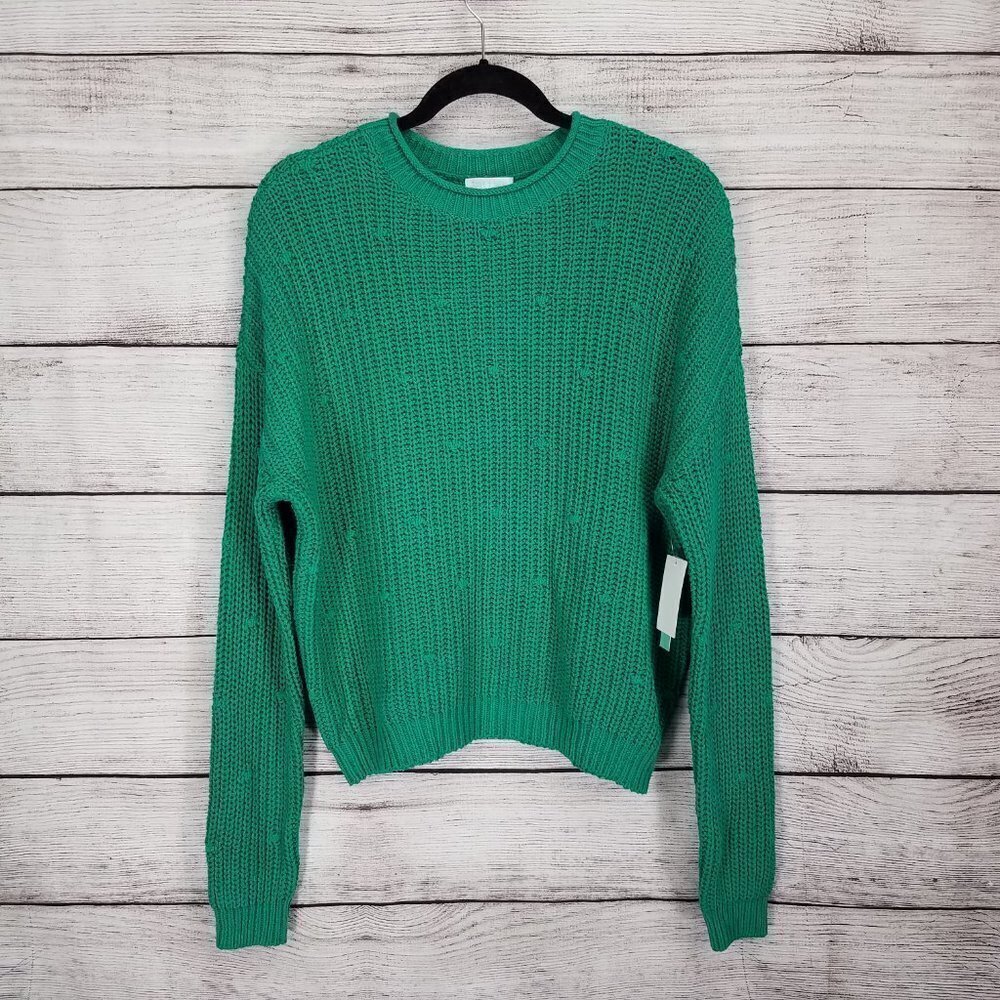 NWT Abound Nordstrom Pullover Sweater Crew Neck Ribbed knit Green Women S Casual